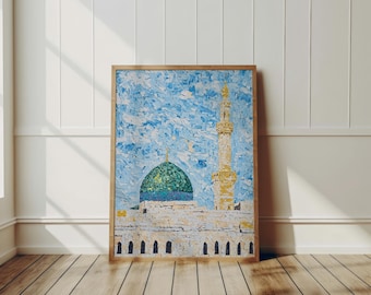 Masjid an-Nabawi Mosaic Art Print, Medina Islamic Poster (Digital Download)