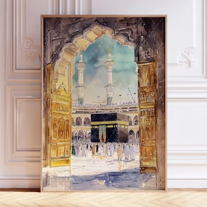 Kaaba Digital Art Print Islamic Home Decor Mecca Sacred Mosque Wall Art Muslim Gift Hajj Pilgrimage Poster INSTANT DOWNLOAD