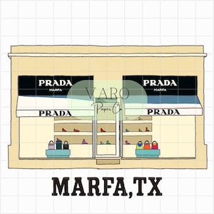 Prada Marfa Printable Art – Hand Drawn Marfa TX Digital Download