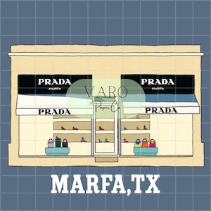 Prada Marfa Printable Art – Hand Drawn Marfa TX Digital Download