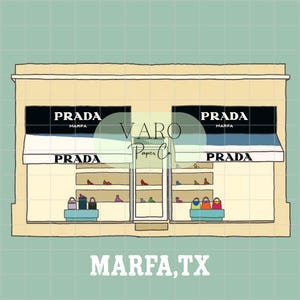 Prada Marfa Printable Art – Hand Drawn Marfa TX Digital Download