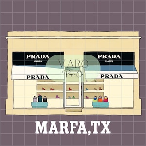 Prada Marfa Printable Art – Hand Drawn Marfa TX Digital Download