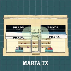 Prada Marfa Printable Art – Hand Drawn Marfa TX Digital Download