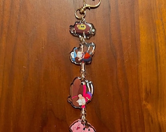 Gravity falls keychain: book, Dipper, Mabel, Waddles