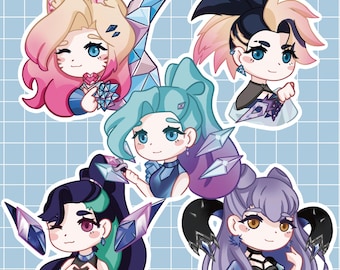 KDA Chibi Stickers - League of Legends Ahri, Kai'sa, Akali, Evelyn, Seraphine