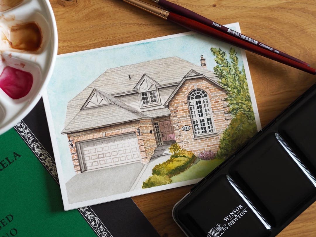 Custom Watercolor Painting House Portrait, First Home, Gift - Etsy