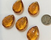 Vintage 25x18mm Topaz Pear Teardrop (5) Double Faceted Glass Jewels