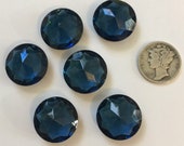 Vintage 18mm Montana Blue Double Faceted Glass Jewels - Set of Six (6) for Stained Glass and Leaded Panels