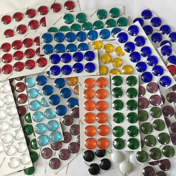 Round 25mm (1") Faceted Glass Jewels for Stained Glass and Lead - Each purchase is for one jewel in your choice of color!