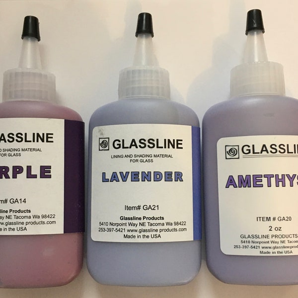 Glassline 'Shades of Purple' Fusing Glass Paints Set - Purple, Lavender and Amethyst - Paints for fusing in the kiln!