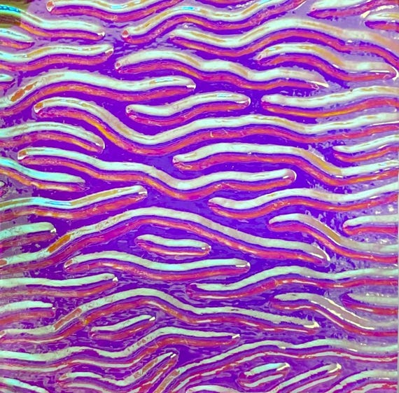 CBS 2x2 Clear Magenta Green 'Stream X' 90 COE Dichroic Glass - Beautiful!