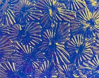Clear 2x2 Cyan Copper Florentine 90 COE Dichroic Glass