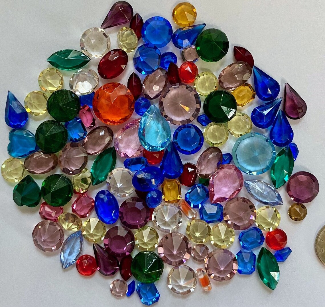 Small Two (2) Ounce Vintage Glass Jewel Assortment 4mm-14mm - Read ...
