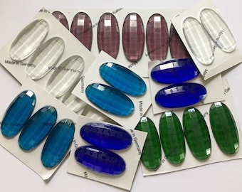 Oval 45x20mm Flat Backed Faceted Glass Jewels for Stained Glass - 8 Colors! Each purchase is for one jewel in your choice of color!