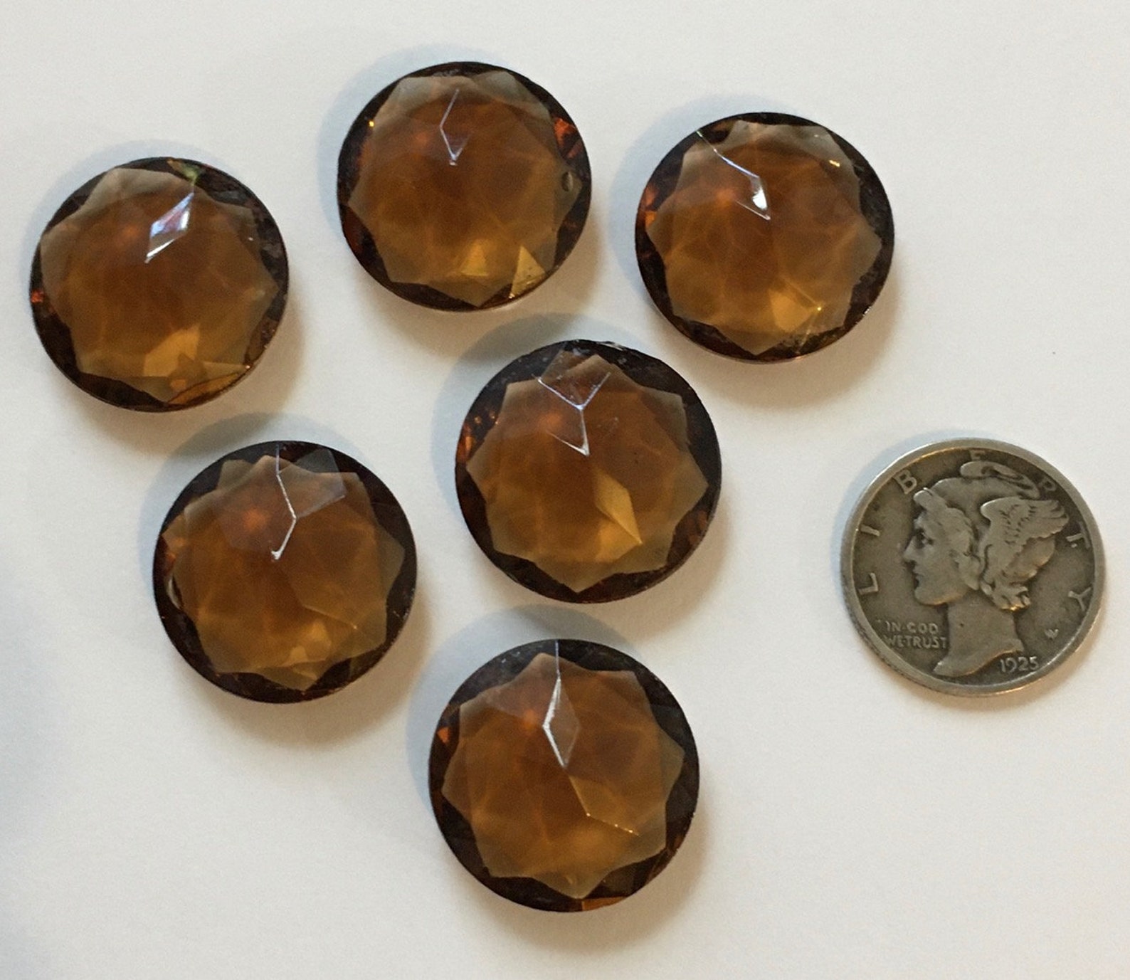 Vintage 18mm Dark Topaz Brown Double Faceted Glass Jewels | Etsy