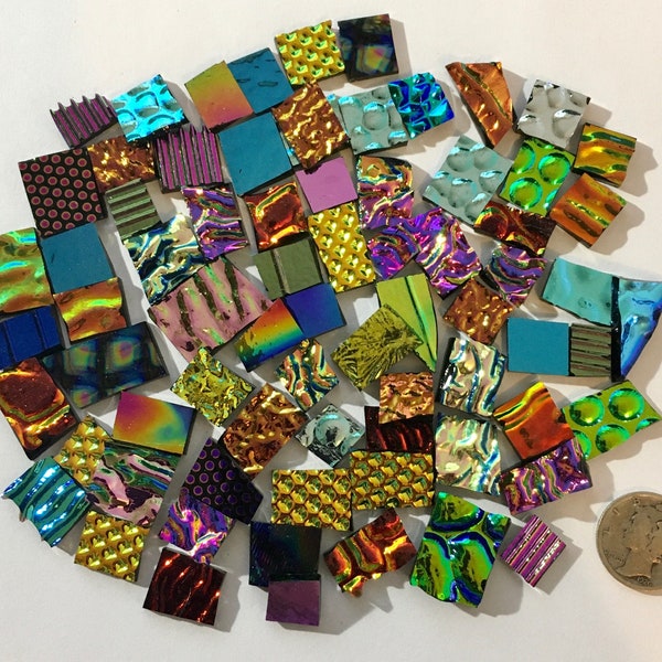 Black Odds 'n' Ends 90 COE Dichroic Mix - Two (2) Ounce Glass Assortment- These are SMALL pieces for detail work! Please read description!