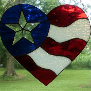 Digital USA Star Heart Flag Stained Glass Pattern - Download upon purchase!