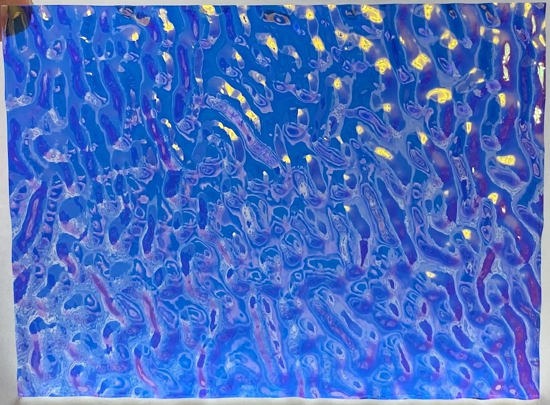 Large Clear Ripple 3x4 Cyan Copper 90 COE Dichroic Fusible Glass - Etsy