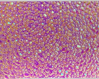 X-Large 3x5 CBS Clear Magenta Green 'Dew Drop' 90 COE Dichroic Glass