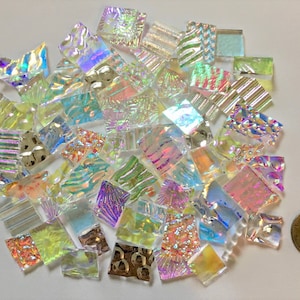 Clear Odds 'n' Ends 90 COE Dichroic Mix Two 2 Ounce Glass Assortment These are SMALL pieces for detail work Please read description image 2