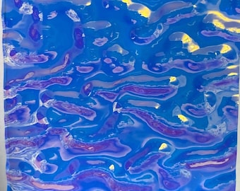 Clear Ripple 2x2 Cyan Copper 90 COE Dichroic Fusible Glass