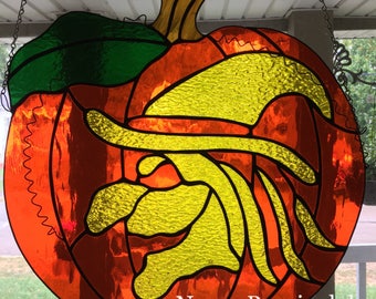 Digital Black & White Pattern for Stained Glass &#39;Witch Pumpkin&#39; Halloween Spooky