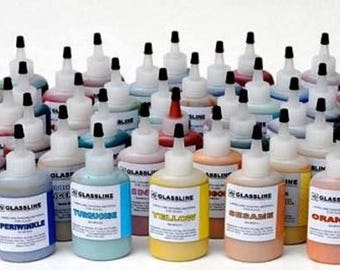 Glassline Pens Glass Paint 2 OZ Bottles Fusing - Available in 41 Vibrant Colors! - Paints for fusing in the kiln!