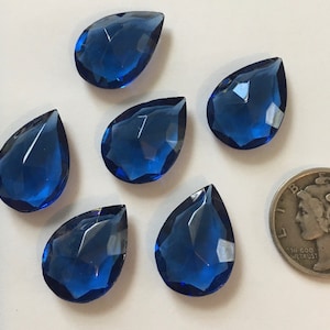 Vintage 18x13mm Montana Blue Pear Teardrop (6) Double Faceted Glass Jewels