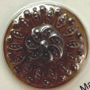 35mm Dark Amber Victorian Textured Flat Back Glass Jewel ~ Stained Glass