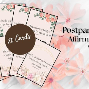 Schede di affermazione post-partum / Schede di affermazione per il fitness post-partum / Modello PDF e Canva stampabile / Supporto post-partum / Neomamme