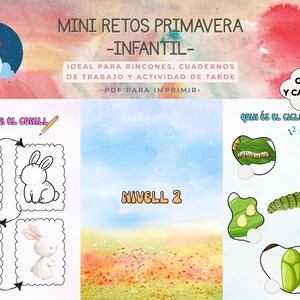 Mini retos de primavera | Cuaderno PDF para imprimir | Educación infantil en catalan y castellano | Actividades visuales i lúdicas