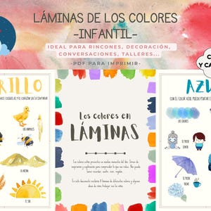 Láminas emocionales de colores | PDF imprimible para infantil y primaria | Emociones y arte en 8 colores | Cartel aula infantil