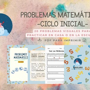Problemas matemáticos | Cuaderno imprimible PDF | Problemas para niños de primaria | Actividades ciclo inicial en catalán y castellano