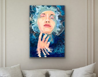 Original Abstract Face Painting| Oversized Oil Painting | 24”x36” Original Oil Painting | Large Painting |Abstract |Fine Art | Wall Hanging