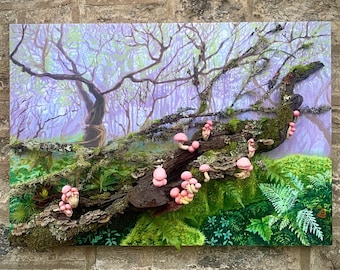 Original Pilz Ölgemälde, Ölbild, Waldbild, Pilz Skulptur, rustikal, Wohnkultur, Pilz Malerei, Hochzeitsgeschenk