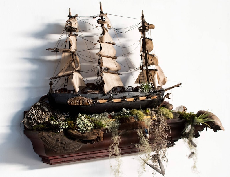 Wooden Ship Diorama Wall Hanging Art Miniature Ship Etsy