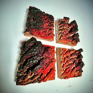 Red and Black | Abstract Lava Fire Painting | Textural Wax  | Earth-Inspired Home Decor | Ready to Hang | Geodes | red painting