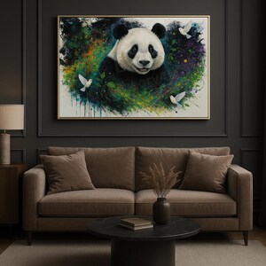 Colorful Panda Art Print - Printable Abstract Animal Wall Decor - Digital Download Only