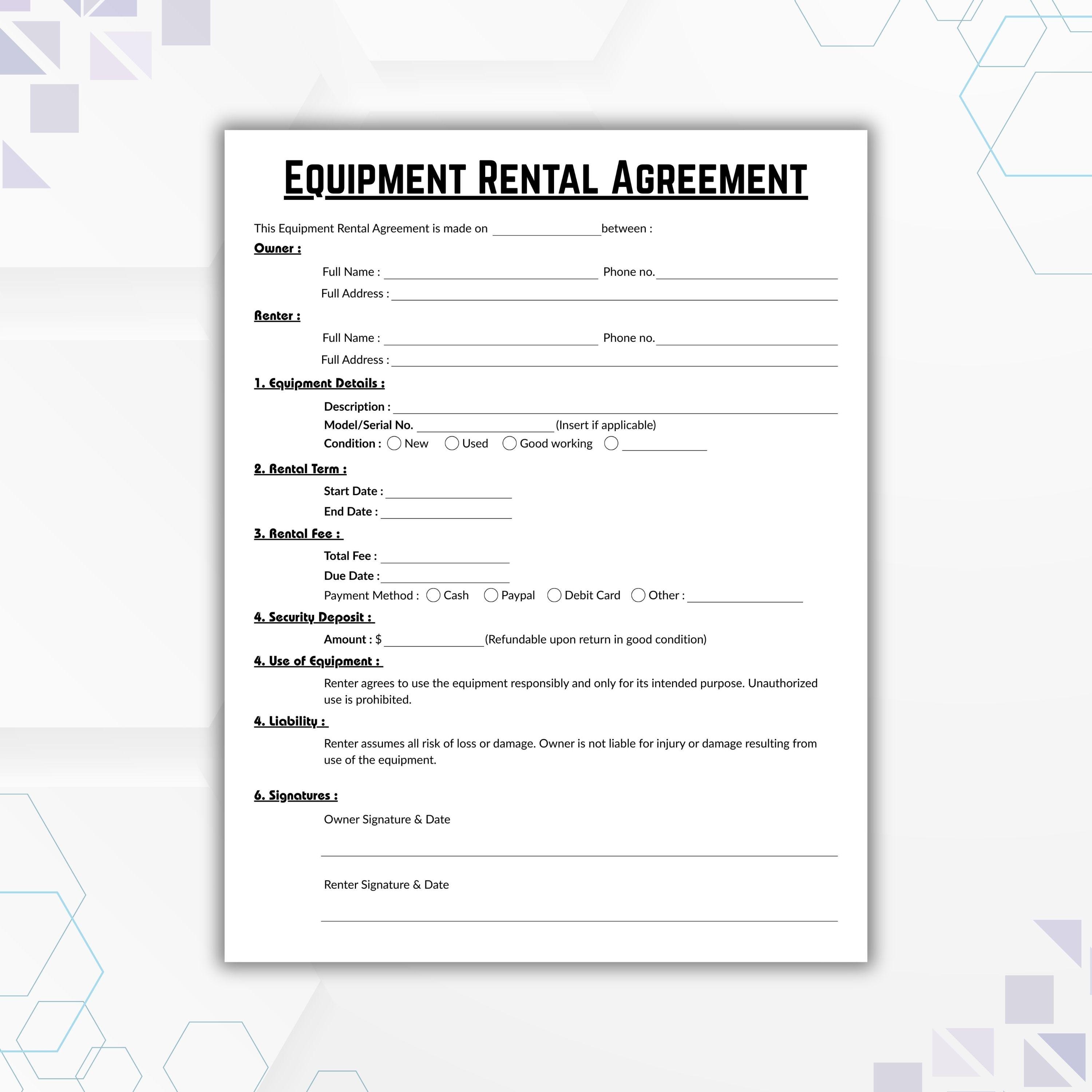 Image 9 for Music Equipment Rental Agreement Template