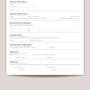 Minimalist Last Will and Testament, Simple Basic Will Template ...