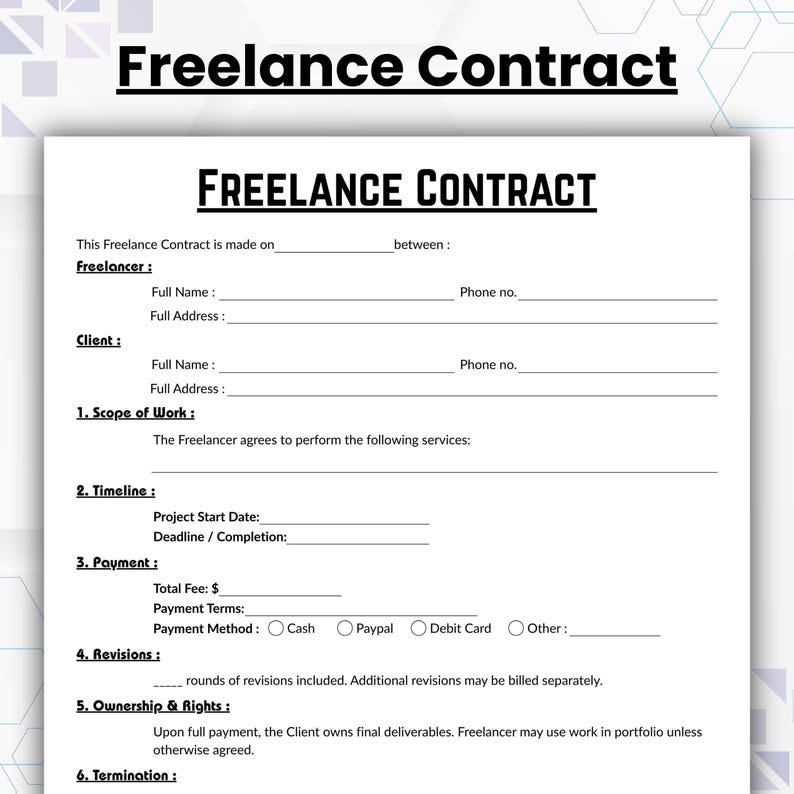 Editable Freelance Contract, Simple Independent Contractor Template ...