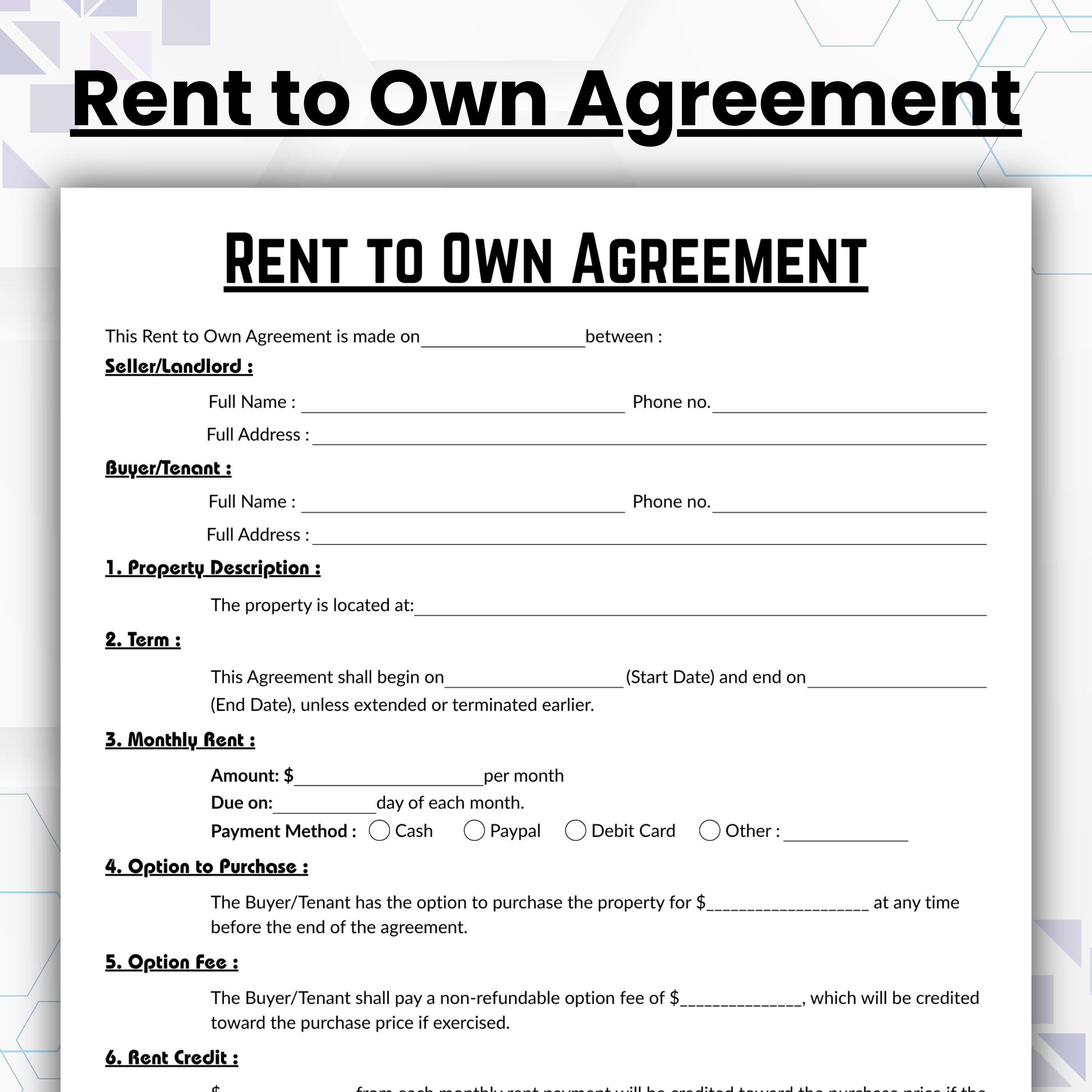 Lease Option Agreement Step By Step