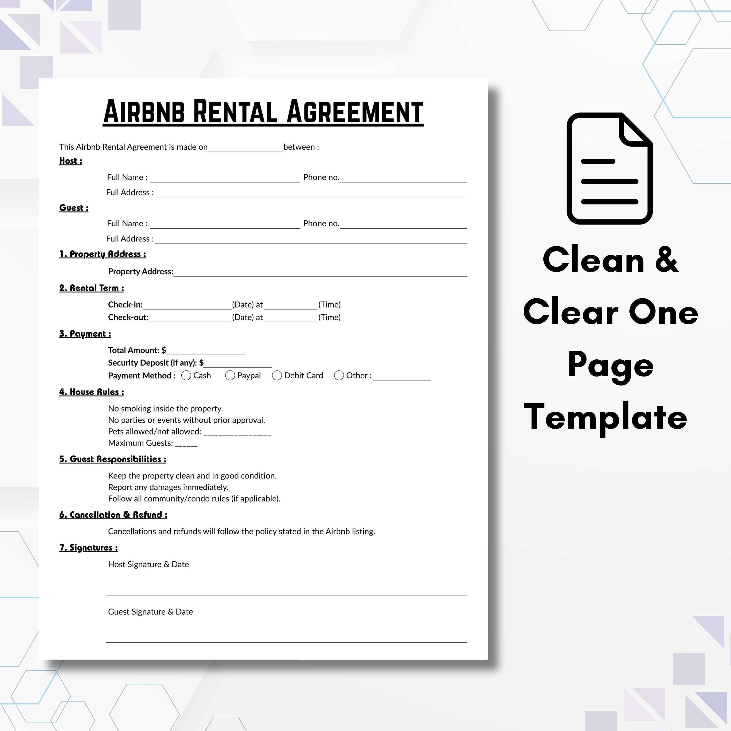 Editable Airbnb Rental Agreement, Simple Short-term Rental Template ...