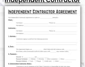 Editable Independent Contractor Agreement Template, Single Page Contract form, Printable Business Contract, Independent Contractor PDF