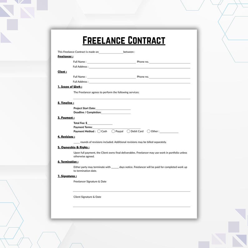 Editable Freelance Contract, Simple Independent Contractor Template ...