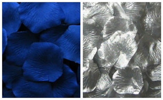 Silk Rose Petals 300 Royal Blue 200 Silver Wedding Decorations Etsy