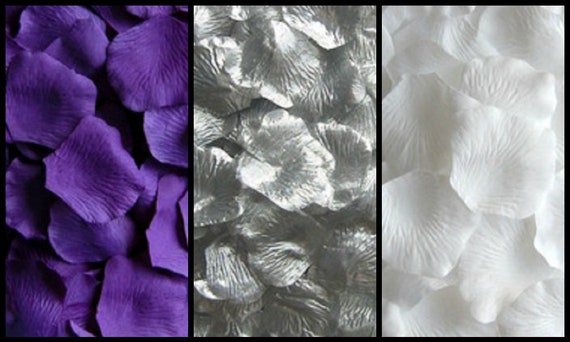 500 Silk Rose Petals Mix Purple Silver White Wedding Etsy
