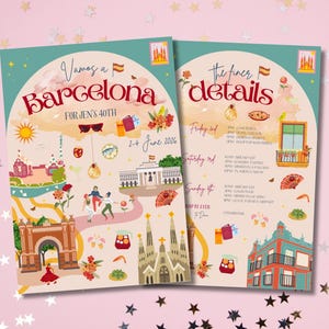Barcelona Birthday / Hen Party Invitation | Holiday / Destination Invite | Digital Bachelorette template | Instant Download | A5
