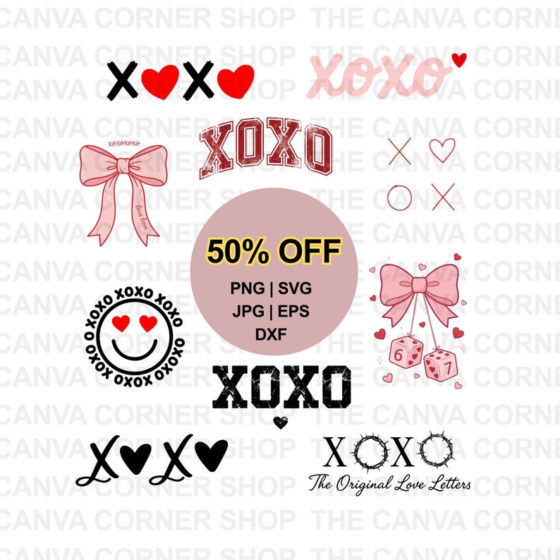 XOXO SVG PNG, Hugs and Kisses Heart Cut File for Cricut Silhouette ...