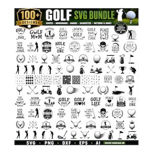 100 roliga golf SVG png-paket, golftröjadesigner för Cricut, golfpappacitat PNG SVG, fars dag-golfarklippfiler